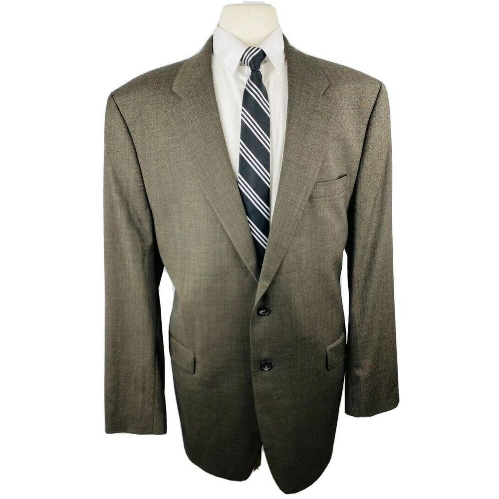 RALPH LAUREN Mens 46L Solid Brown Canada 100% Wool Blazer Sport Coat Suit Jacket